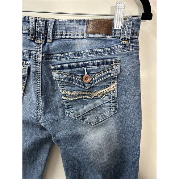 Myth Of‎ Jade Women's Blue Bootcut Medium Wash Stretch Jeans Size 6 Low Rise - Picture 9 of 14